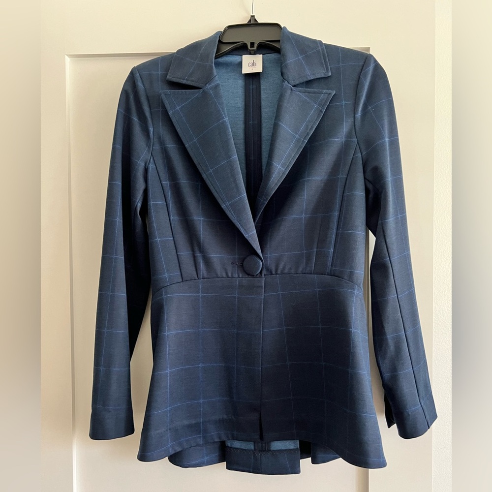Cabi Blue Plaid Ponte Blazer
